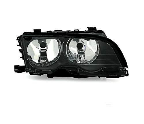 Faro derecho compatible con BMW Serie 3 E46 Saloon Touring 1998 1999 2000 2001 316i 318i 320i 323i 328i 320d 330d 330xd VP604R faro delantero lado pasajero conjunto proyector negro LHD