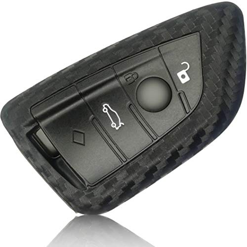 FoilsAndMore Funda Compatible con BMW Llave de Coche con 3-4 Botones Plegable (sólo Keyless-Go) - Silicona Cubierta Protectora Cover Caso Clave in Carbon Negro FoilsAndMore Funda Compatible con BMW Llave de Coche con 3-4 Botones Plegable (sólo Keyless-Go) - Silicona Cubierta Protectora Cover Caso Clave in Carbon Negro