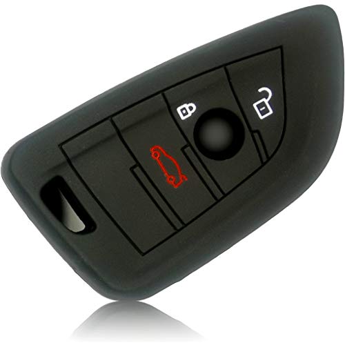 FoilsAndMore Funda Compatible con BMW Llave de Coche con 3-4 Botones Plegable (sólo Keyless-Go) - Silicona Cubierta Protectora Cover Caso Clave in Negro