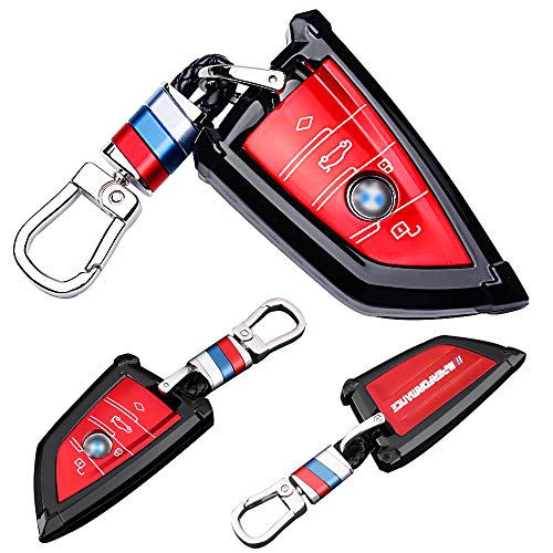 Funda Compatible con BMW, Llave de Coche con Control Remoto de 3 Botones para Keyless BMW Serie 1 3 5 7 X1 X3 X4 X5 F30 E30, Con llavero Protección Total para Llave de Coche Mando de Auto