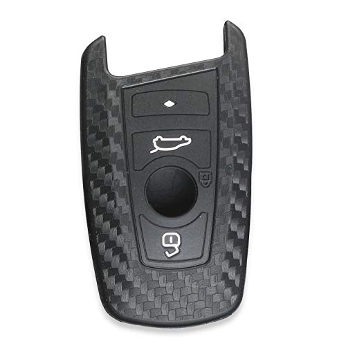 Funda de silicona para llave de coche de fibra de carbono compatible con BMW 520 525 F30 F10 F18 118i 320i 1 3 5 7 Series X3 X4 M3 M4 M5 Funda de silicona para llave de coche de fibra de carbono compatible con BMW 520 525 F30 F10 F18 118i 320i 1 3 5 7 Series X3 X4 M3 M4 M5