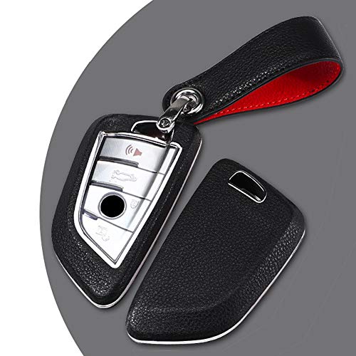 Funda para llave de coche de ontto para BMW X5 X3 X1 F15 F48 X6 F16 F86 G30 X1 F48 1er F21 2er 5er 7er 218i carcasa carcasa de piel ABS llavero negro