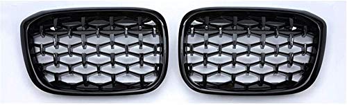 HAHASG Accesorios de carrocería Rejillas de radiador Rejilla de riñón de Diamante Parrilla de Parachoques Delantero Estilo de automóvil Un par, para BMW X3 G01 G08 X4 G02 2007+ (Color: Plata) -Negro