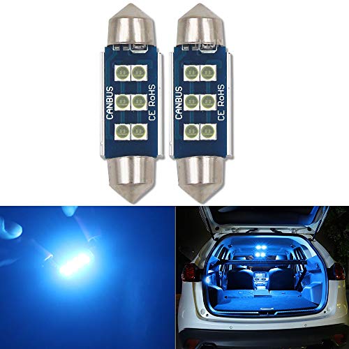 HSUN Bombilla LED Festoon C5W de 39 mm, 12 V-14 V, Canbus sin errores, con chip 6 LED SMD3030 para interior de coche, cúpula, lectura, mapa, luz del maletero y más, paquete de 2, azul hielo
