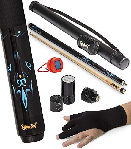 IgnatGames Taco de Billar de 2 Piezas – 18/19/20/21 oz. 58” Palos de Billar Profesionales de Arce Canadiense con Estuche Rígido, Herramienta 3 en 1 para la Puntera, Guante de 3 Dedos y Portatiza IgnatGames Taco de Billar de 2 Piezas – 18/19/20/21 oz. 58” Palos de Billar Profesionales de Arce Canadiense con Estuche Rígido, Herramienta 3 en 1 para la Puntera, Guante de 3 Dedos y Portatiza