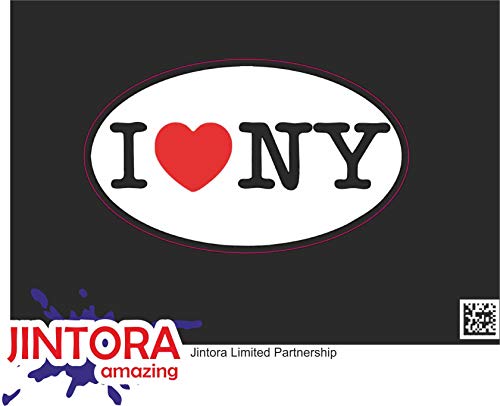 JINTORA - I Love NY Heart New York Oval - Pegatina Vinilo Impreso para Coche, Carpeta, Moto, Bici, Pared, Puerta, Nevera etc. - 99x59mm