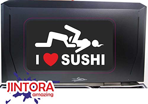 JINTORA - i Love Sushi - Pegatina Vinilo Impreso para Coche, Carpeta, Moto, Bici, Pared, Puerta, Nevera etc. - 200x120mm