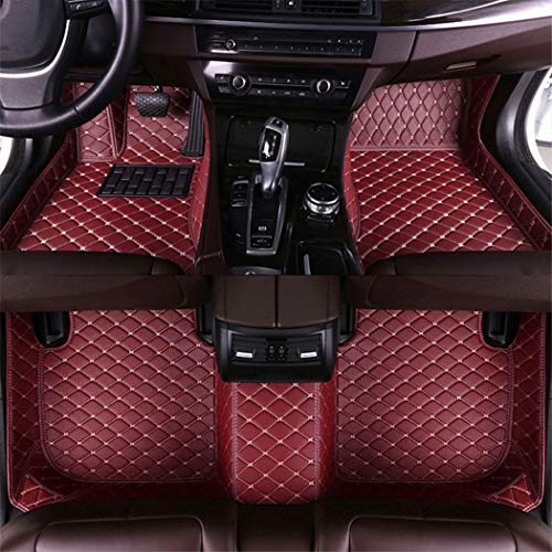 Juego de alfombrillas de piel para todo tipo de climas para BMW Serie 5 Sedan E34 E39 1995-2004, cobertura completa de lujo, impermeables, antideslizantes, color rojo vino