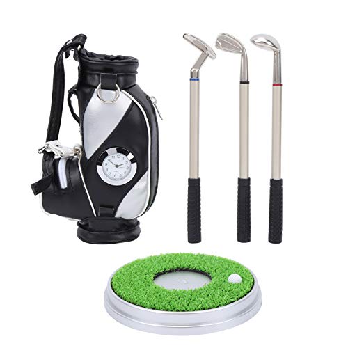 Juego de bolígrafos de Golf, Mini Bolsa de Golf, Oficina portátil para el hogar de Friend Company(Black and Silver)