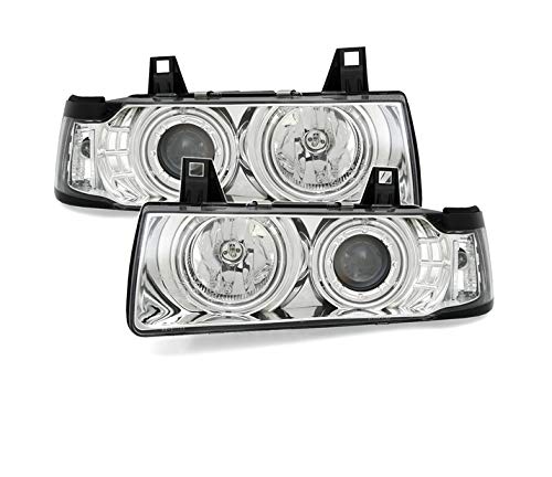 Juego de faros compatibles con BMW Serie 3 E36 Coupe Cabrio 316i 318i 318is 320i 323i 325i 328i VP508 Faro CCFL Faro Completo Conjunto de Faros Ángel Ojos Anillos Cromo LHD