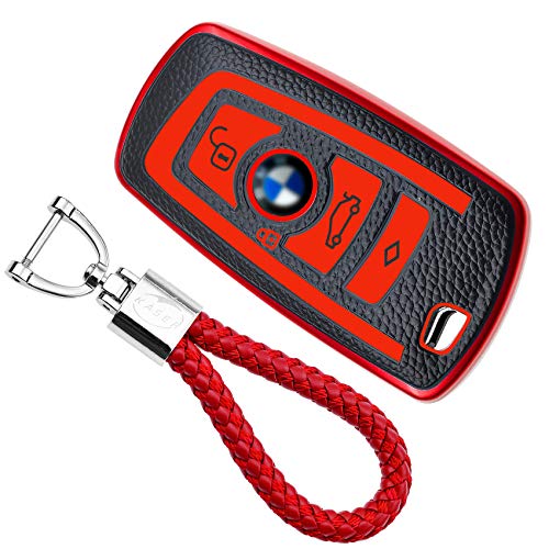 KASER Funda Carcasa Llave Coche Silicona TPU Compatible para BMW Serie 1 3 5 7 X1 X3 X4 X5 X6 F30 E30 Cover Llaveros Efecto Piel Protección Mando de Coche (Rojo) KASER Funda Carcasa Llave Coche Silicona TPU Compatible para BMW Serie 1 3 5 7 X1 X3 X4 X5 X6 F30 E30 Cover Llaveros Efecto Piel Protección Mando de Coche (Rojo)