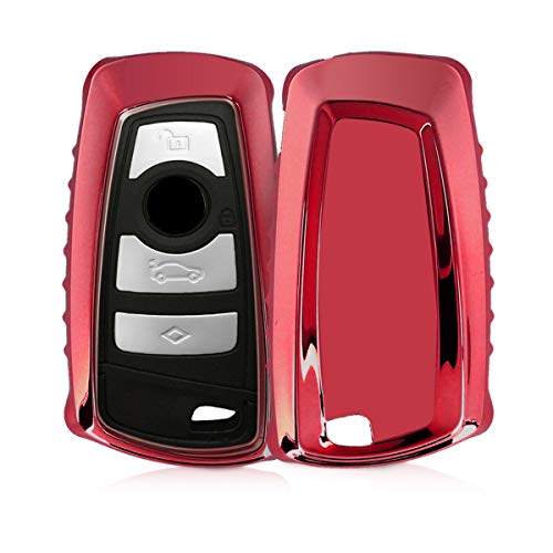 kwmobile Funda Compatible con BMW Llave de Coche con Control Remoto de 3 Botones (Solo Keyless Go) - Carcasa Suave de TPU - Cover de Mando y Control de Auto en Rojo Brillante