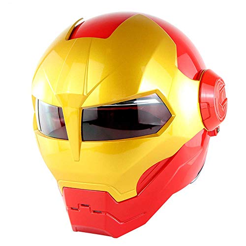 LKCAK Casco de Harley Creativo de Iron Man Transformers Flip up Casco Personalidad Casco Modular de Cara Completa