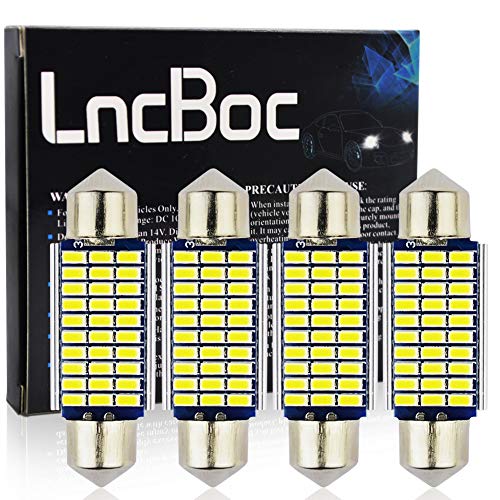 LncBoc 39mm(1.53") C5W 30-3014LED Bombilla LED Festón 3423 6411 LED Blanco Lampara Coche Interior xenón 6000K 12V Paquete de 4