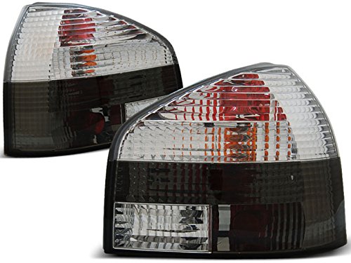 Luces traseras compatibles con Audi A3 8L Hatchback 3 puertas 5 puertas 1996 1997 1998 1999 2000 BR-1731 1 par lado conductor y pasajero juego completo de luz trasera de montaje de luz blanca humo