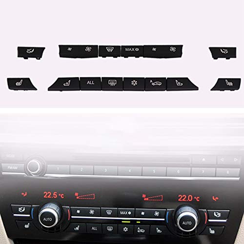 LYXMY Cubierta de 14 botones para interruptor de calentador de aire acondicionado para BMW 5 6 7 F10 F01 F12, negro, Tamaño libre