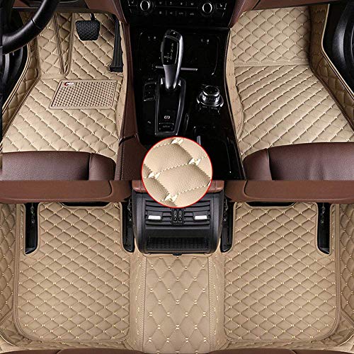 Muchkey El Alfombra Coche Auto Alfombrillas de Coche Antideslizantes De Cuero aptas Beige para Cualquier condición meteorológica para BMW X5 E70 2008 2009 2010 2011 2012 2013