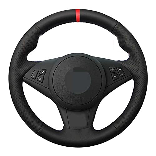 NIUASH Cubierta de Cuero Negro para Volante de Coche, Apto para BMW E60 E63 E64 Cabrio M6 2005 2006 2007 2008 2009 2010 Serie M