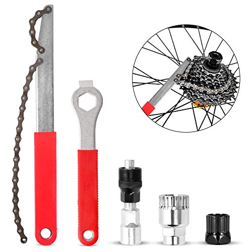 Odoland Kit de Herramientas de Reparación de Bicicletas, Incluye Extractor de Manivela de Bicicleta con Llave Inglesa de 16 mm, Herramienta de Extracción de Piñón de Cadena de Bicicleta