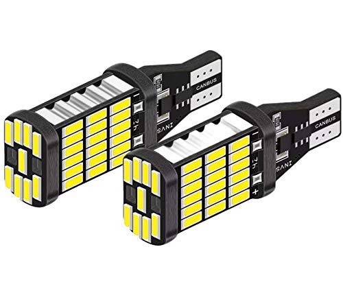 Pack de 2 Bombillas LED T15 W16W para Luces Traseras de Coche - Lampara de Estacionamiento Marcha Atras - Alta Potencia 12V 6500K Color blanco