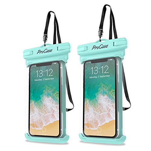 ProCase 2 Fundas Impermeables para Celulares como iPhone 12 Mini/Pro/Pro MAX/SE 2020/X/8 7 Plus/6S/6/6S Plus, Galaxy S20/S20+/S20 Ultra 5G/S9/S8 Plus/Note, Huawei Xiaomi Móviles hasta 6.9"-Verde