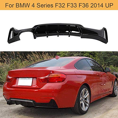 QTCD Spoiler Difusor De Parachoques Trasero del Coche para BMW Serie 4 F32 F33 F36 418I 420I 428I 430I 435I 440I 2014-2018 Negro Brillante