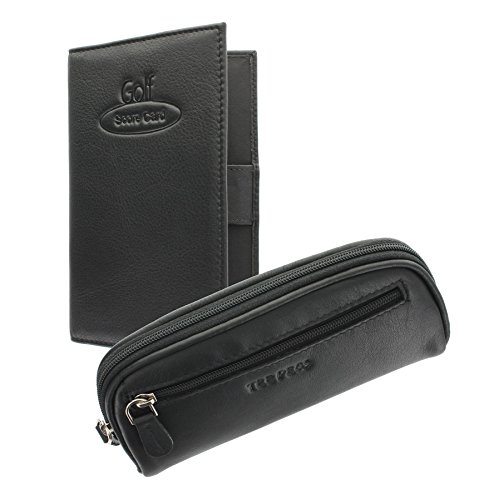 Regalo de Golf con Porta-Tarjeta de Puntuación de Cuero y Bolsa para Clavija tee Negro Regalo de Golf con Porta-Tarjeta de Puntuación de Cuero y Bolsa para Clavija tee Negro
