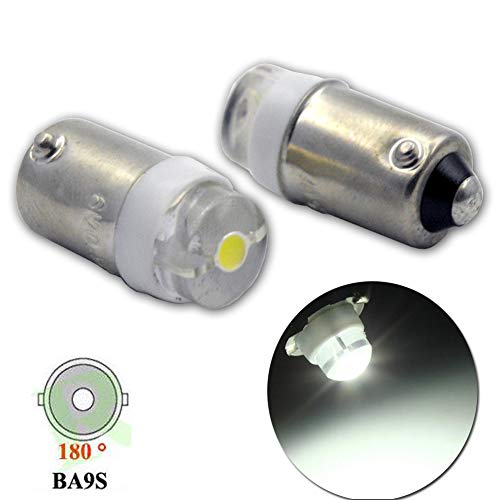 Ruiandsion BA9S - 2 bombillas LED de 0,5 W, CA, 6 V, COB, 1 DMS, 6000 K, color blanco, 200 lúmenes, LED para matrícula de coche, luz de estacionamiento, luz de lectura, luz de puerta, sin polaridad