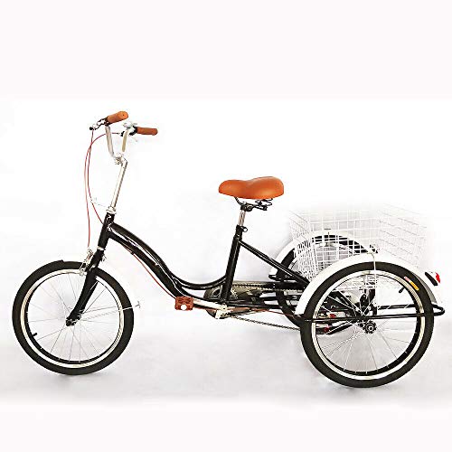 SHIOUCY Shimano - Bicicleta de 3 Ruedas para Adultos, 20 Pulgadas, Triciclo, Bicicleta de Carretera, sillín Flexible, Cesta para Triciclo, Pedal, Cesta de la Compra, DHL