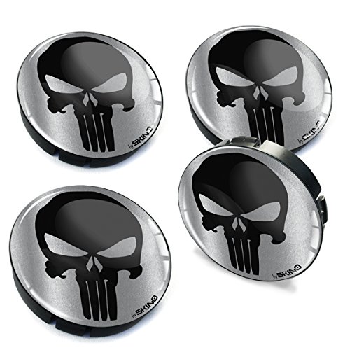 SkinoEu® 4 x 60mm Universal Tapas de Rueda de Centro Punisher Skull Cráneo Tapacubos para Llantas Coche C 79