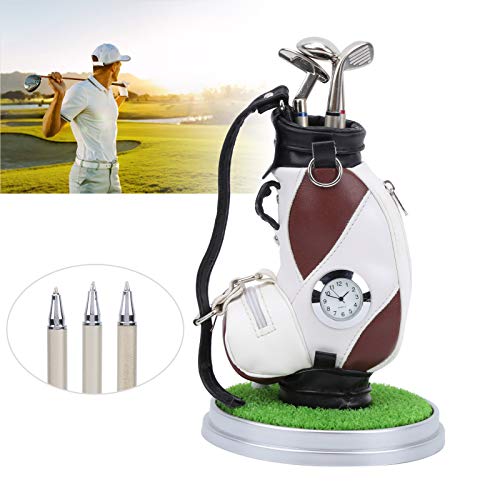 Snufeve6 Juego de bolígrafos de Golf, Mini Bolsa de Golf, Oficina portátil para el hogar de Friend Company(Brown and White)