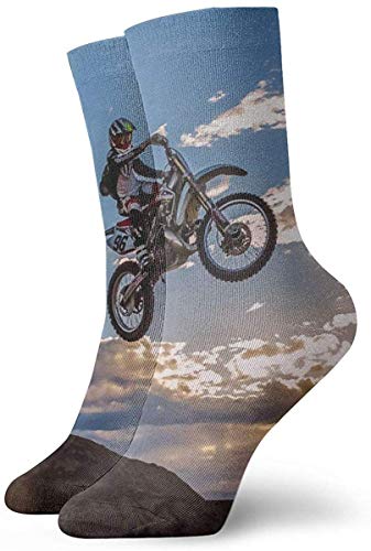 Sunny R Big Jump Motocross Calcetines Novedad Calcetines de Moda Hombres Mujeres Algodón Calcetines Cómodos y Cálidos para el Trabajo a Domicilio Actividad Deportiva Al Aire Libre