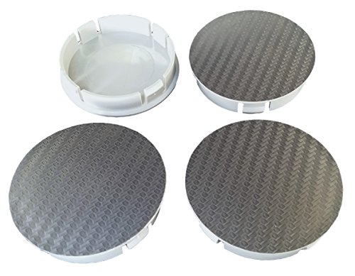 Tapacubos de carbono 4 piezas de 60 mm gris, se ajustan a llantas con diámetro de agujero de llanta de 55,5 – 56 mm