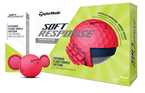 TaylorMade Bola DE Golf Soft Response, Rojo, 12-Ball