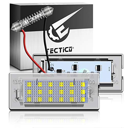 TECTICO LED Luces matrícula coche Lámpara Numero plato 6000K 3582 SMD CanBus No hay error Xenón Blanco para E53 X5 E83 X3,2 Piezas