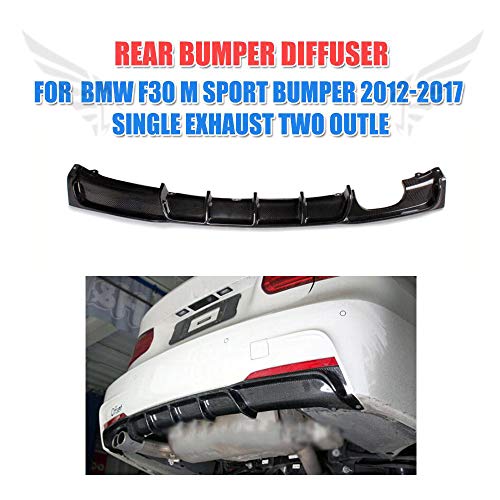 TGFOF Compatible con BMW Serie 3 F30 320i 325i 328i 330i 335i 340i M Sport Sedan 2012-2018 Real Carbon Fiber CF Difusor de parachoques trasero inferior spoiler Lip