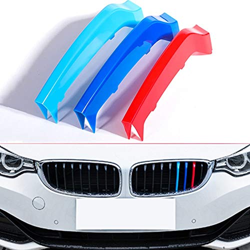 Topgril: rejilla de rayas de color M para rejilla de rejilla deportiva para BMW F32 F33 F36 4 Series 420i 428i 435i 430i 440i 440i Center Kidney Grill Stripes (9 vigas solamente)