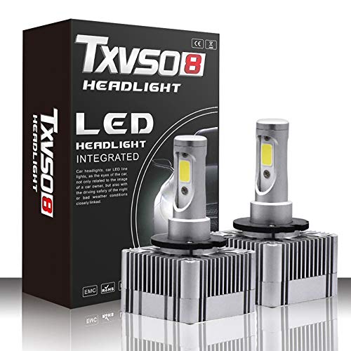 TXVSO8 Bombilla D1S D3S LED,Bombillas para Coche Faros Delanteros,Reemplazo de la Luz Halógena,12-24V 55W 6000K 2 Unids