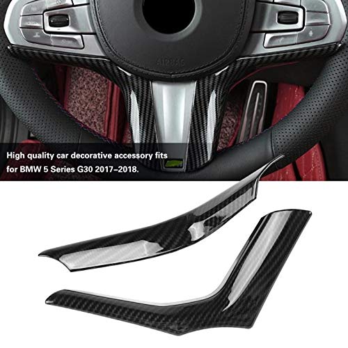 UGHen 2pcs de Carbono Fibra De Volante Decoración Ajuste de la Cubierta en Forma for el BMW Serie 5 G30 Volante 2017-2018 Car Styling