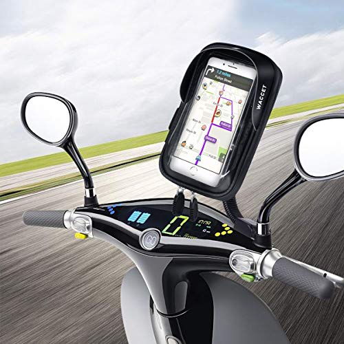 WACCET Soporte Movil Moto Impermeable Motocicleta Teléfono Soporte con Pantalla Táctil Sensible para Menos 6,5'' Smartphone