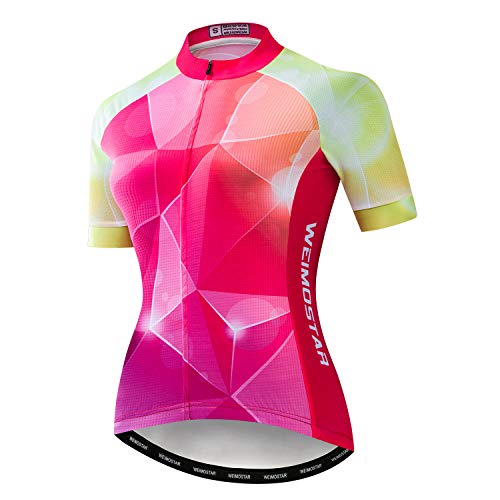 weimostar Camiseta de ciclismo de manga corta para mujer, camisetas de bicicleta transpirables, reflectantes, Mujer, CF2204, Chest For 33.9"=Tag S