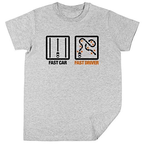 Wigoro Fast Car - Fast Driver Niños Unisexo Chicos Chicas Gris Camiseta Kids Unisex T-Shirt