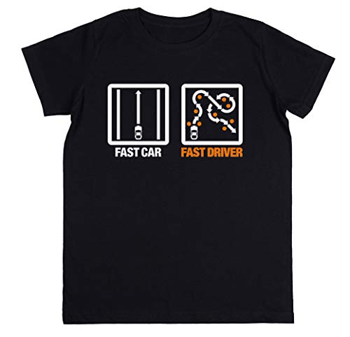 Wigoro Fast Car - Fast Driver Niños Unisexo Chicos Chicas Negro Camiseta Kids Unisex T-Shirt