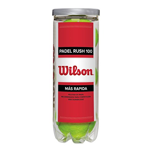 Wilson Padel Rush 100 Pelotas de pádel, pack de 3, para superficies artificiales (Omni Court), Unisex, Amarillo Wilson Padel Rush 100 Pelotas de pádel, pack de 3, para superficies artificiales (Omni Court), Unisex, Amarillo