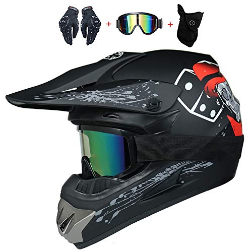 WLBRIGHT Adulto Juvenil Downhill Casco Regalos Gafas Gafas Máscara Guantes BMX MTB ATV Carrera de Bicicleta Casco Completo Casco Integral,B,L
