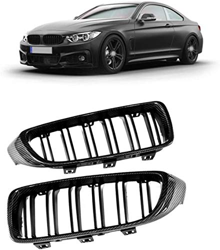 XGFCNB   Rejillas   , para el riñón BMW Serie 4 F32 F33 F36 F82 F83 F80 M3 M4 420D 430D 430i 440i 435i 428D Carbon Fiber Frente Negro Brillante Parrilla de la Parrilla