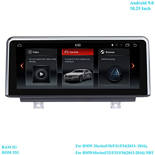 XISEDO 10.25 Pulgadas Pantalla Android 9.0 Autoradio RAM 2G ROM 32G Radio de Coche Estéreo Navegación para BMW 3 Series F30/ F31/ F34(2013-2016), BMW 4 Series F32/ F33/ F36 (2013-2016) NBT
