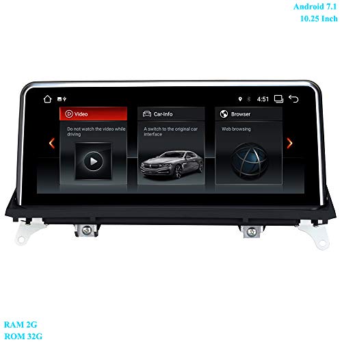 XISEDO Android 7.1 Autoradio 10.25 Pulgadas In-Dash 4-Core RAM 2G ROM 32G Radio de Coche Car Radio Estéreo Navegación de Automóvil para BMW X5 E70 / X6 E71 (2011-2013) Sistema CIC Original