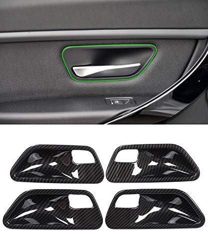 YIWANG Cubierta para manija de puerta interior de ABS estilo fibra de carbono, 4 piezas, para 3 4 series f30 f32 f35 316i 318i 320li 2013-2019 accesorios para automóviles