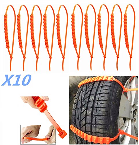 10 cadenas de nieve para el coche, antideslizantes, para colocar en el neumático con ajuste universal, ancho 175 – 295 mm.
